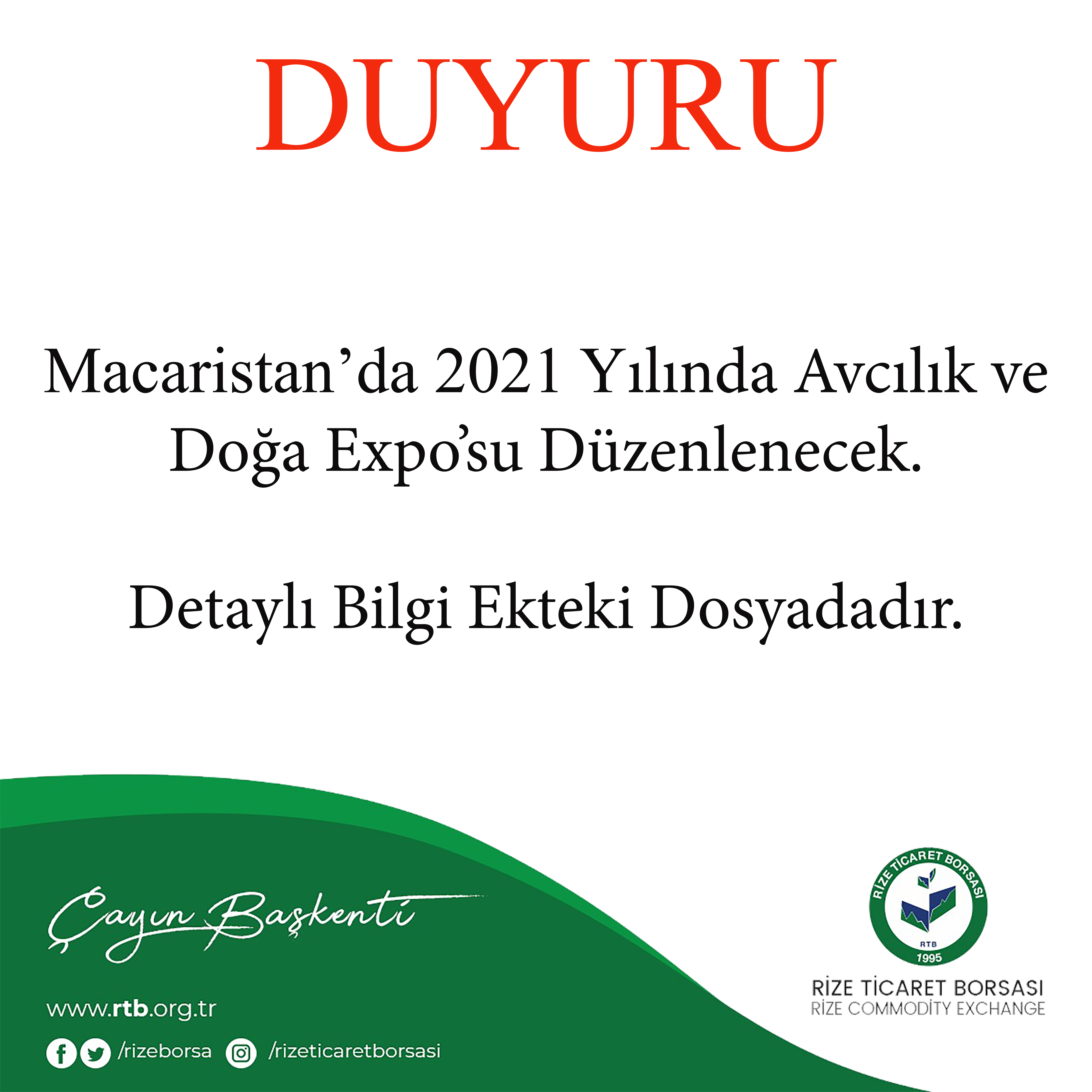 Macaristan'da 2021 Yılında Avcılık ve Doğa Expo'su Düzenlenecek