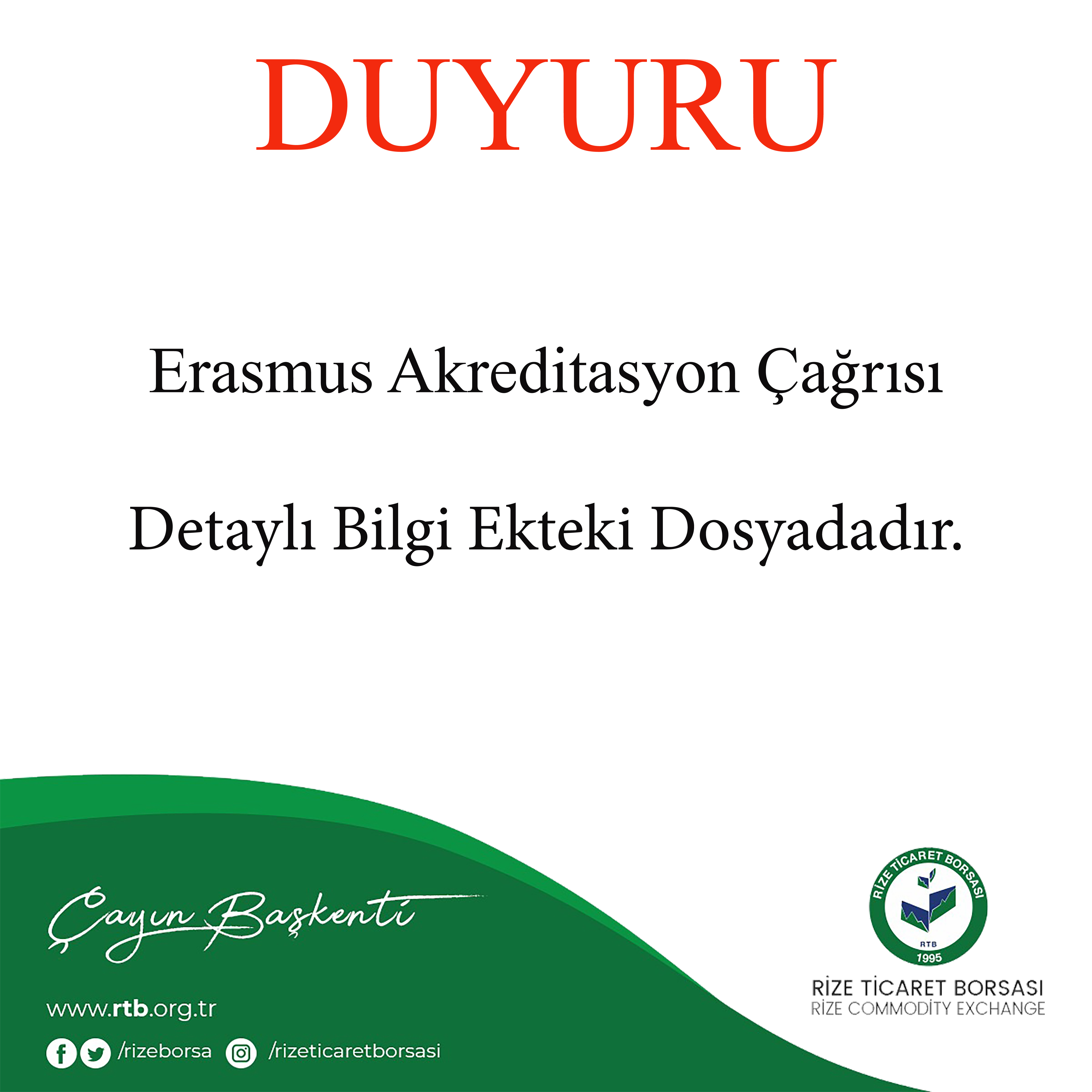 Erasmus Akreditasyon Çağrısı
