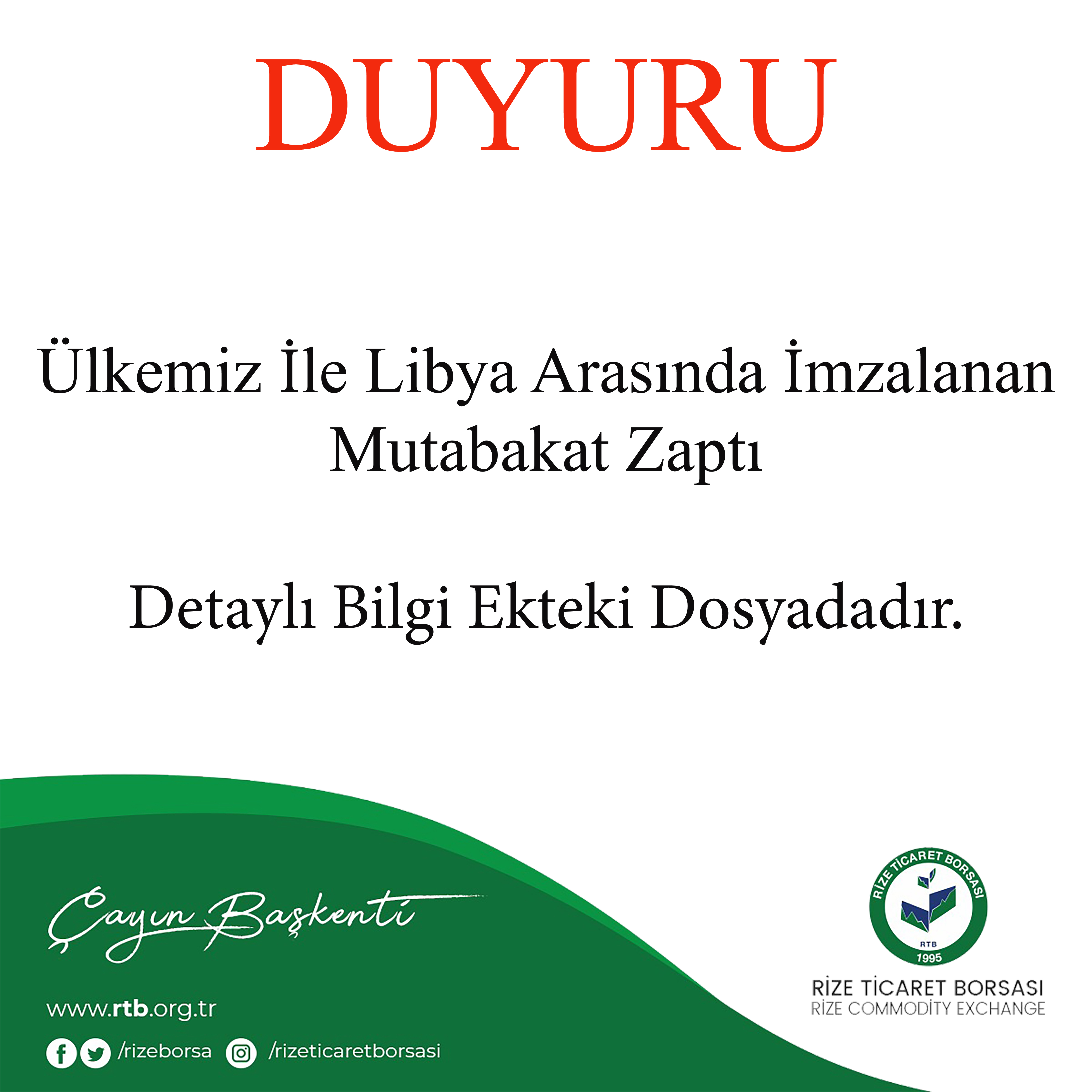 Ülkemiz İle Libya Arasında İmzalanan Mutabakat Zaptı