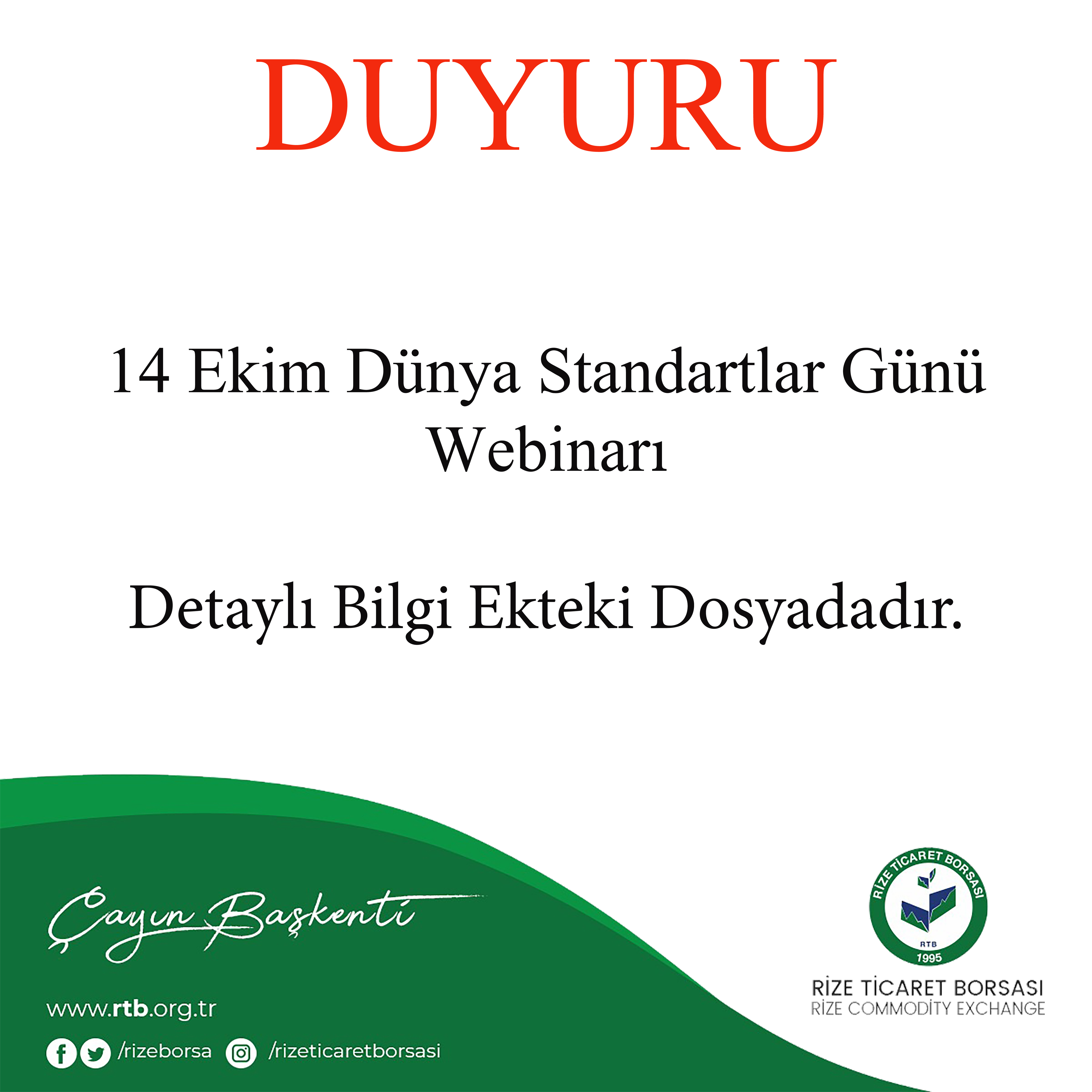 14 Ekim Dünya Standartlar Günü  Webinarı