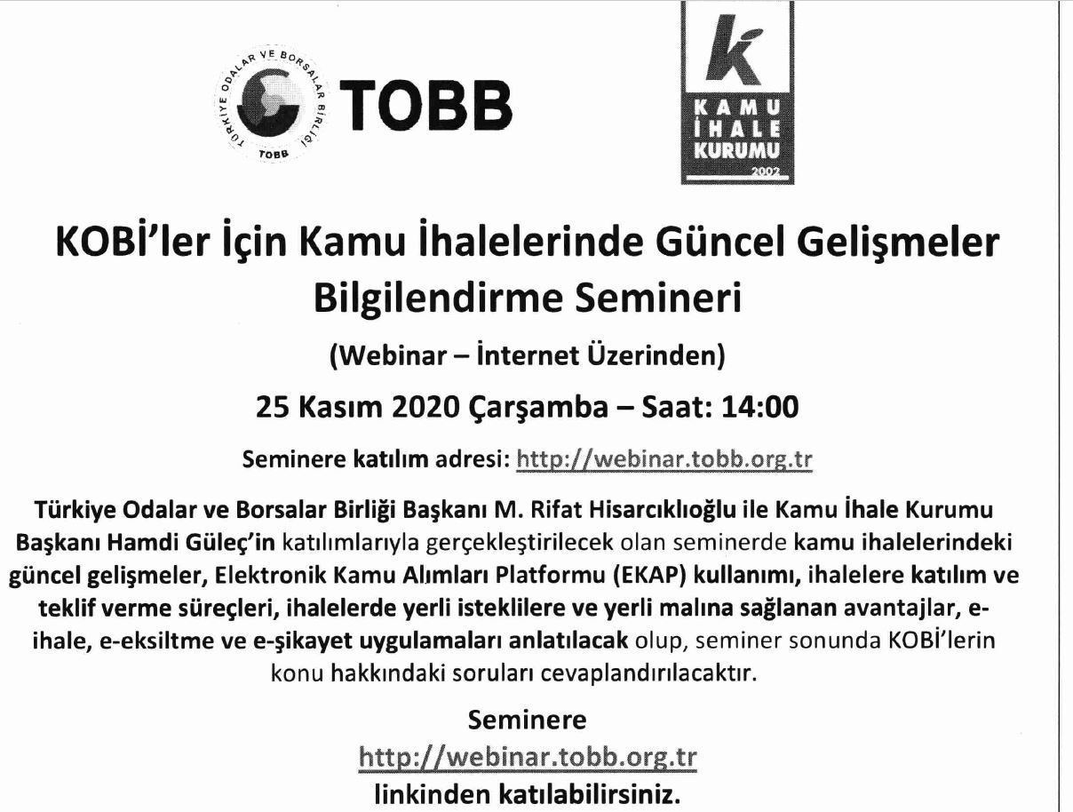KOBİ'ler İçin Kamu İhalelerinde Güncel Gelişmeler Bilgilendirme Semineri