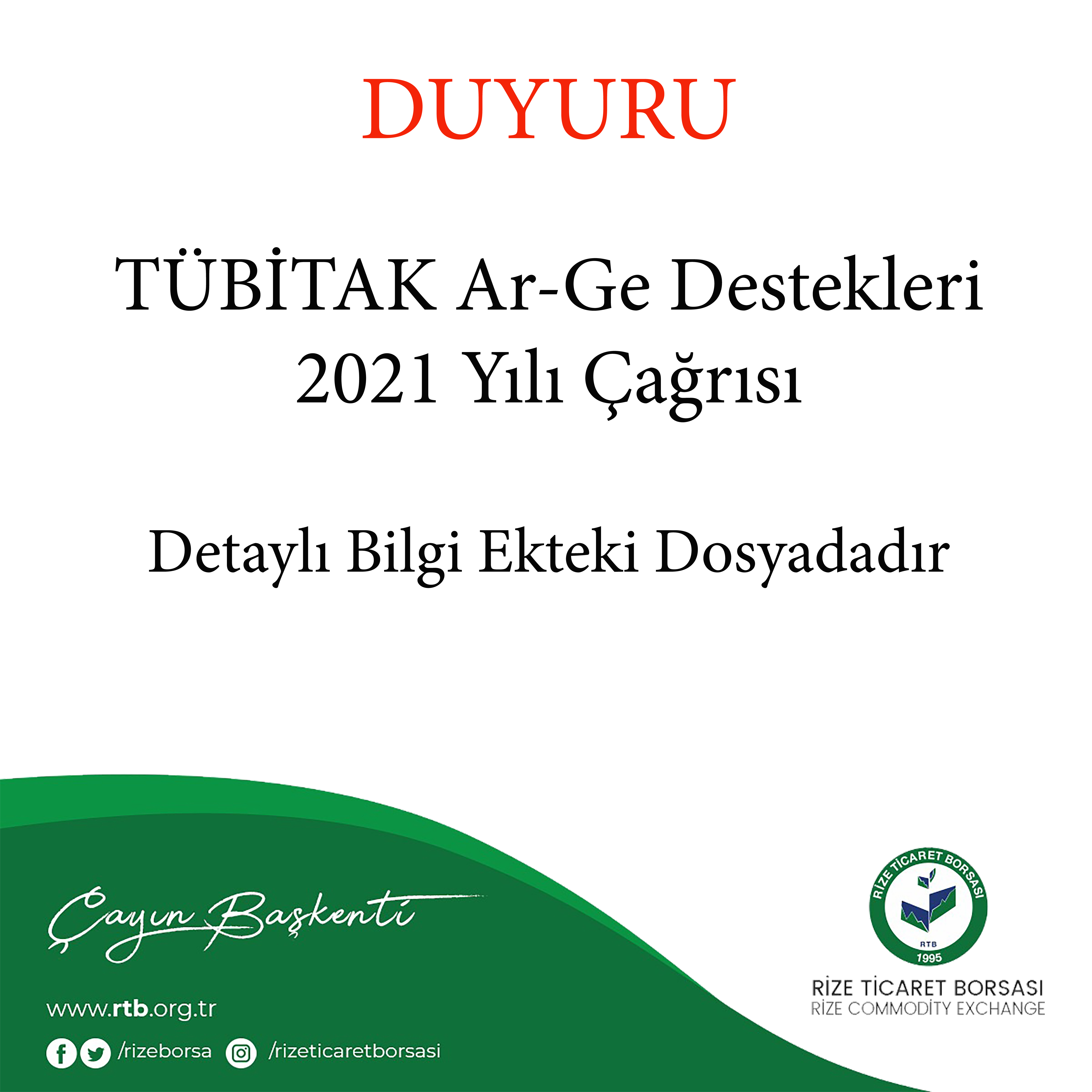 TÜBİTAK Ar-Ge Destekleri 2021 Yılı Çağrısı
