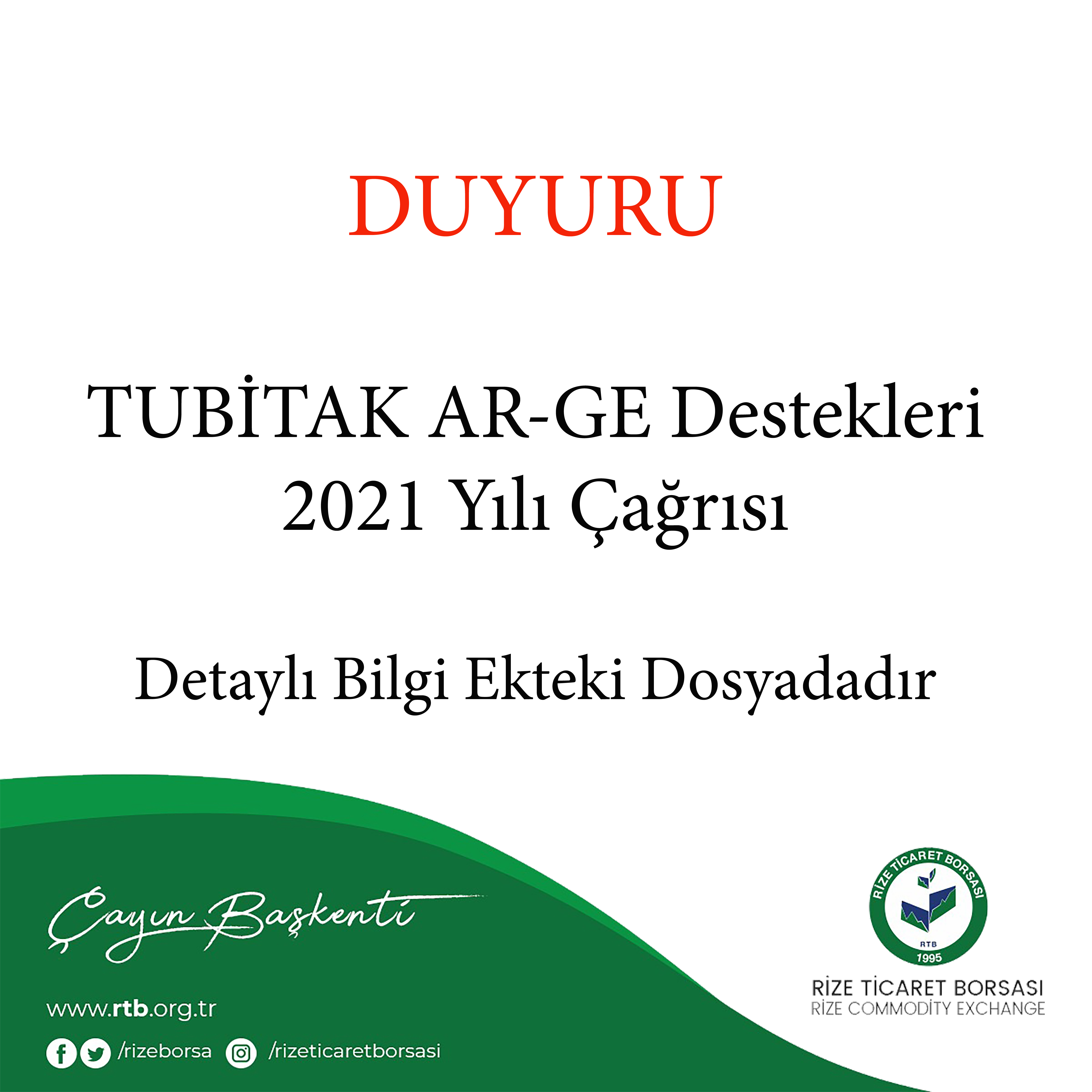 TUBİTAK AR-GE Destekleri 2021 Yılı Çağrısı