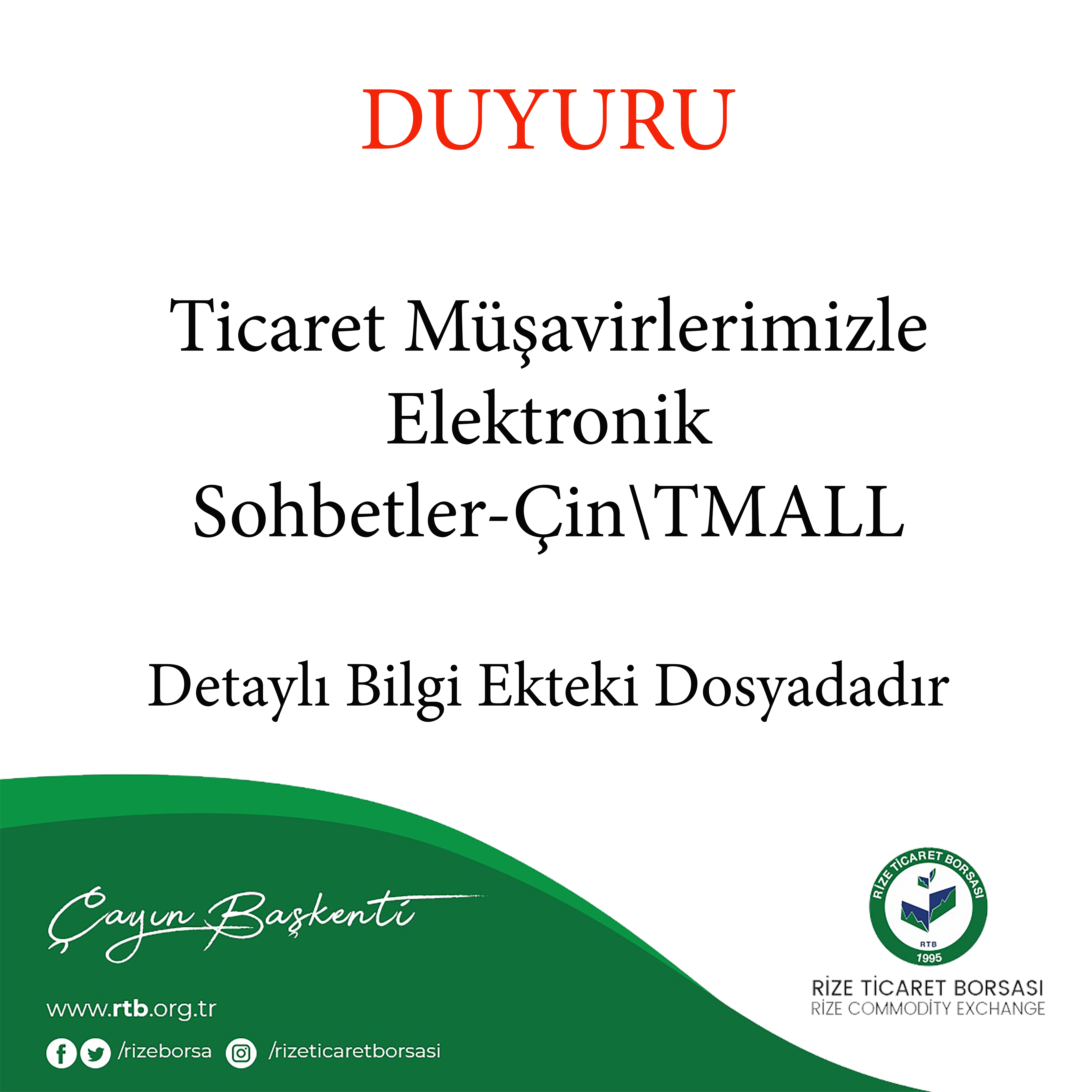 Ticaret Müşavirlerimizle Elektronik Sohbetler-Çin\TMALL