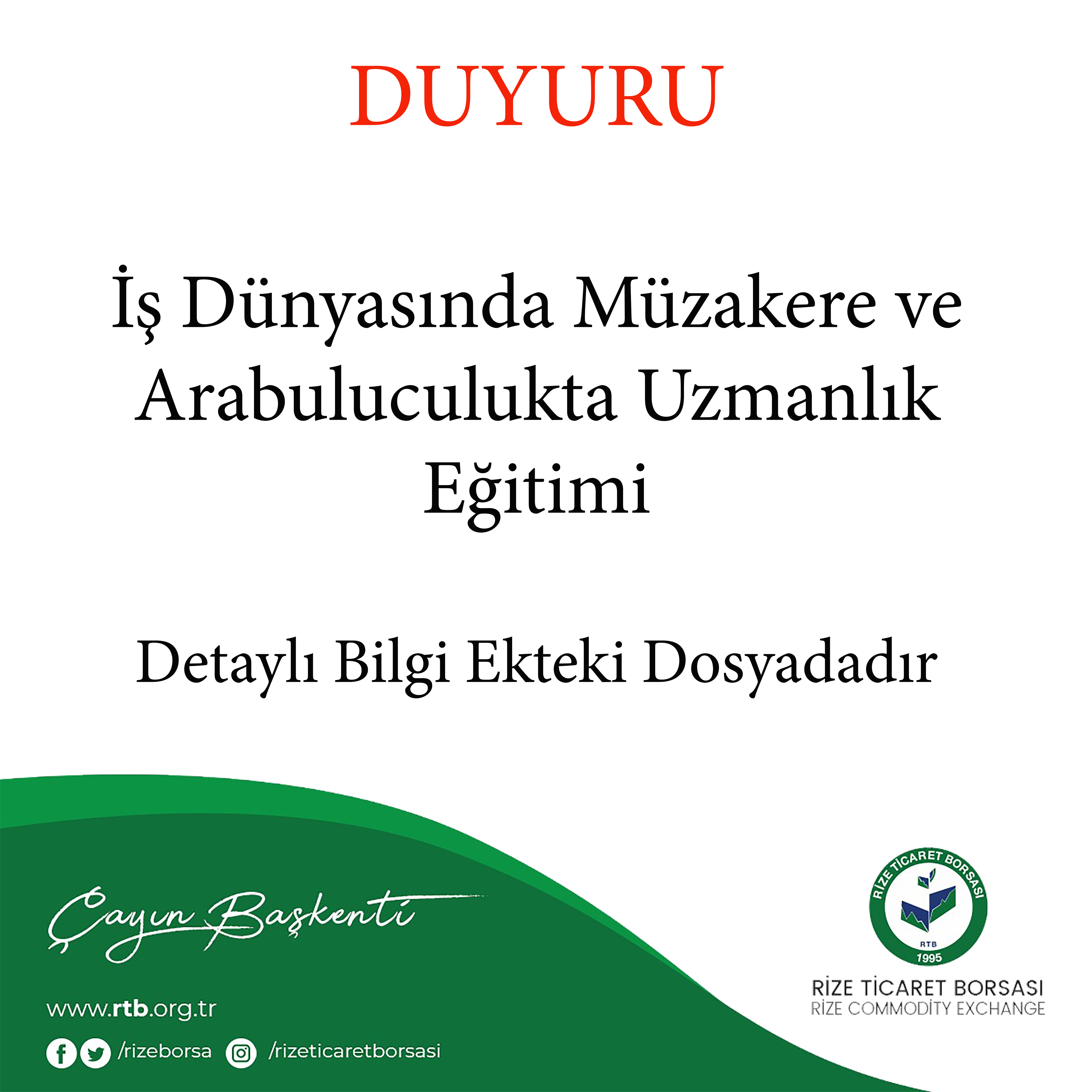 İş Dünyasında Müzakere ve Arabuluculukta Uzmanlık  Eğitimi