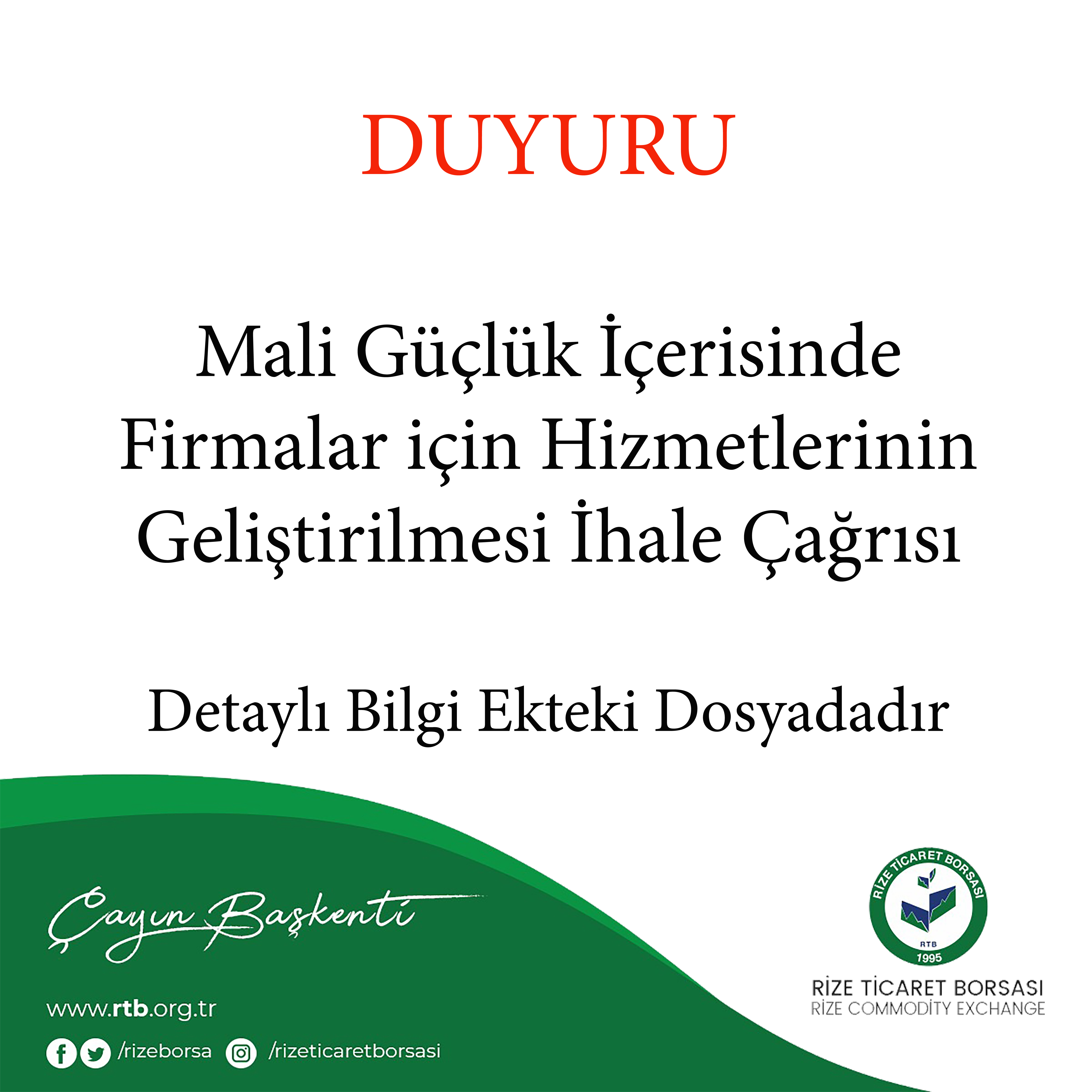 Mali Güçlük İçerisinde Firmalar için Hizmetlerinin Geliştirilmesi İhale Çağrısı