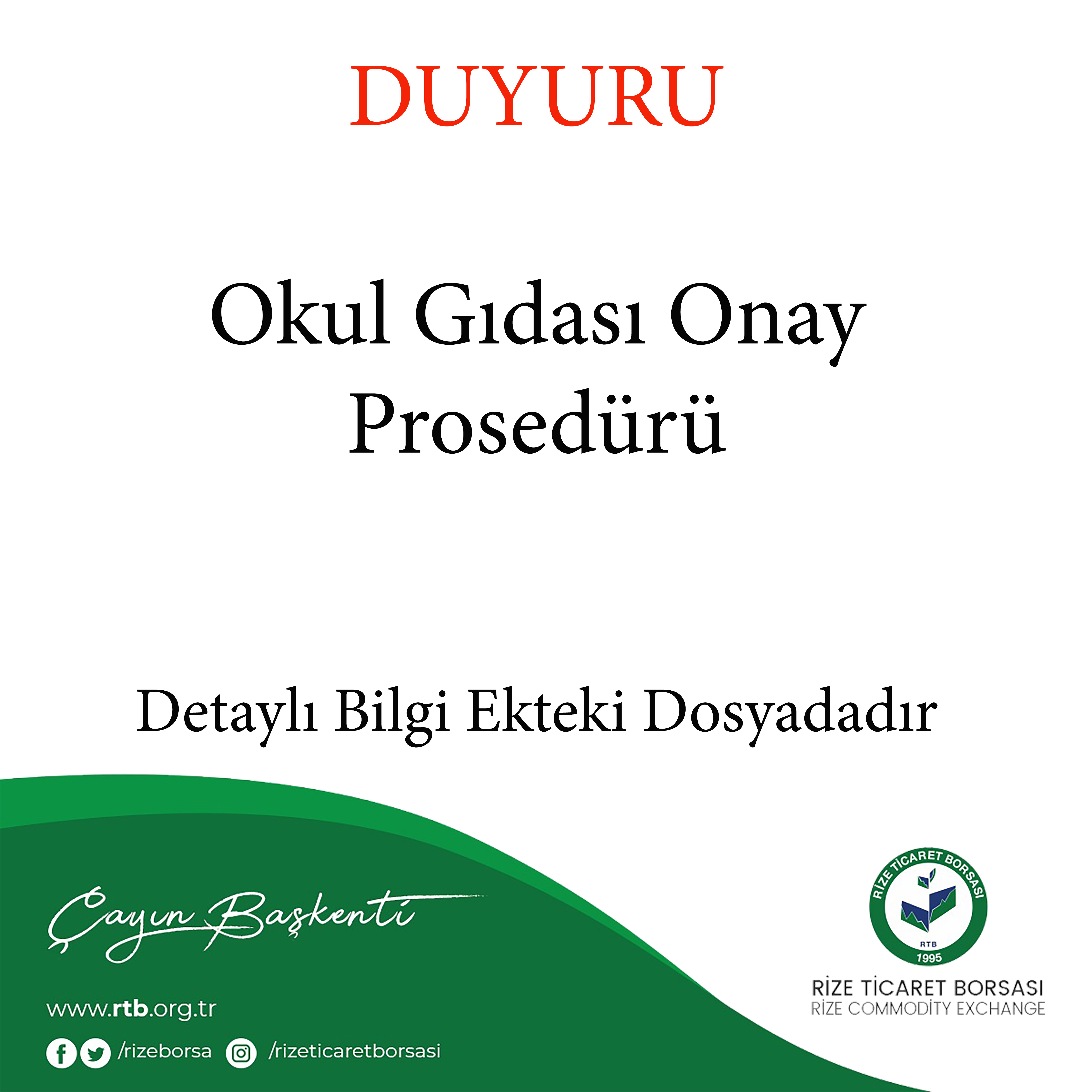 Okul Gıdası Onay Prosedürü