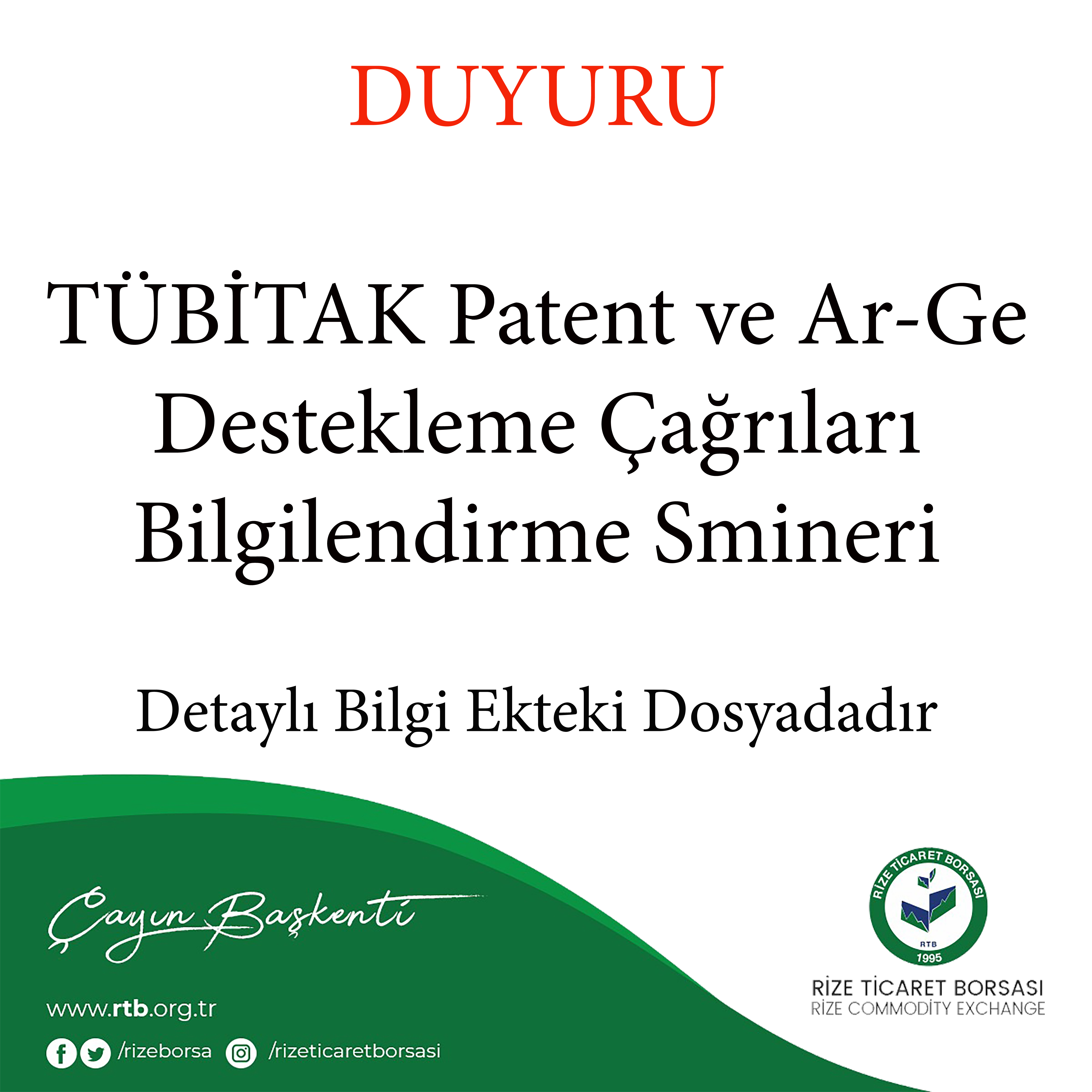 TÜBİTAK Patent ve Ar-Ge Destekleme Çağrıları Bilgilendirme Semineri