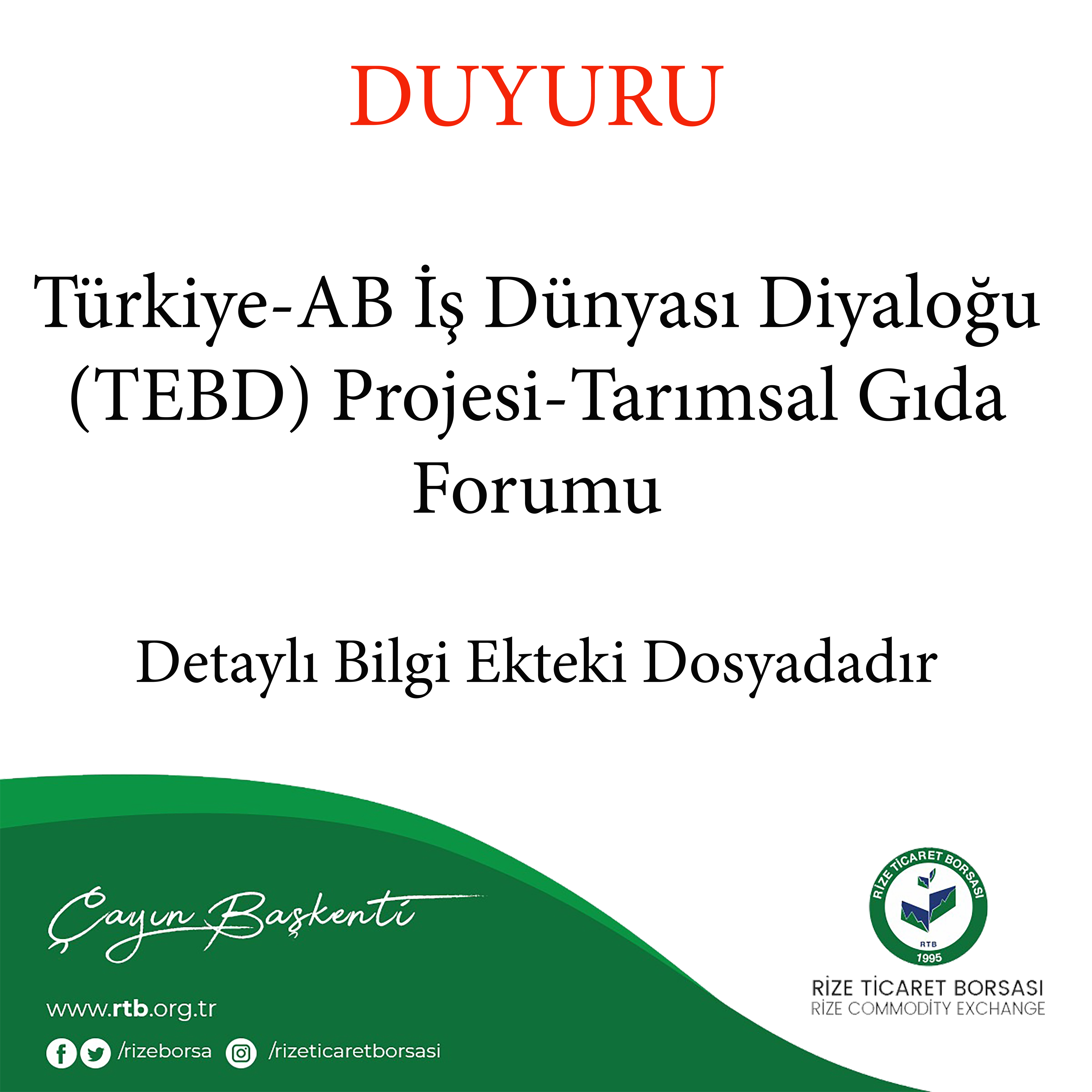 Türkiye-AB İş Dünyası Diyaloğu (TEBD) Projesi-Tarımsal Gıda Forumu