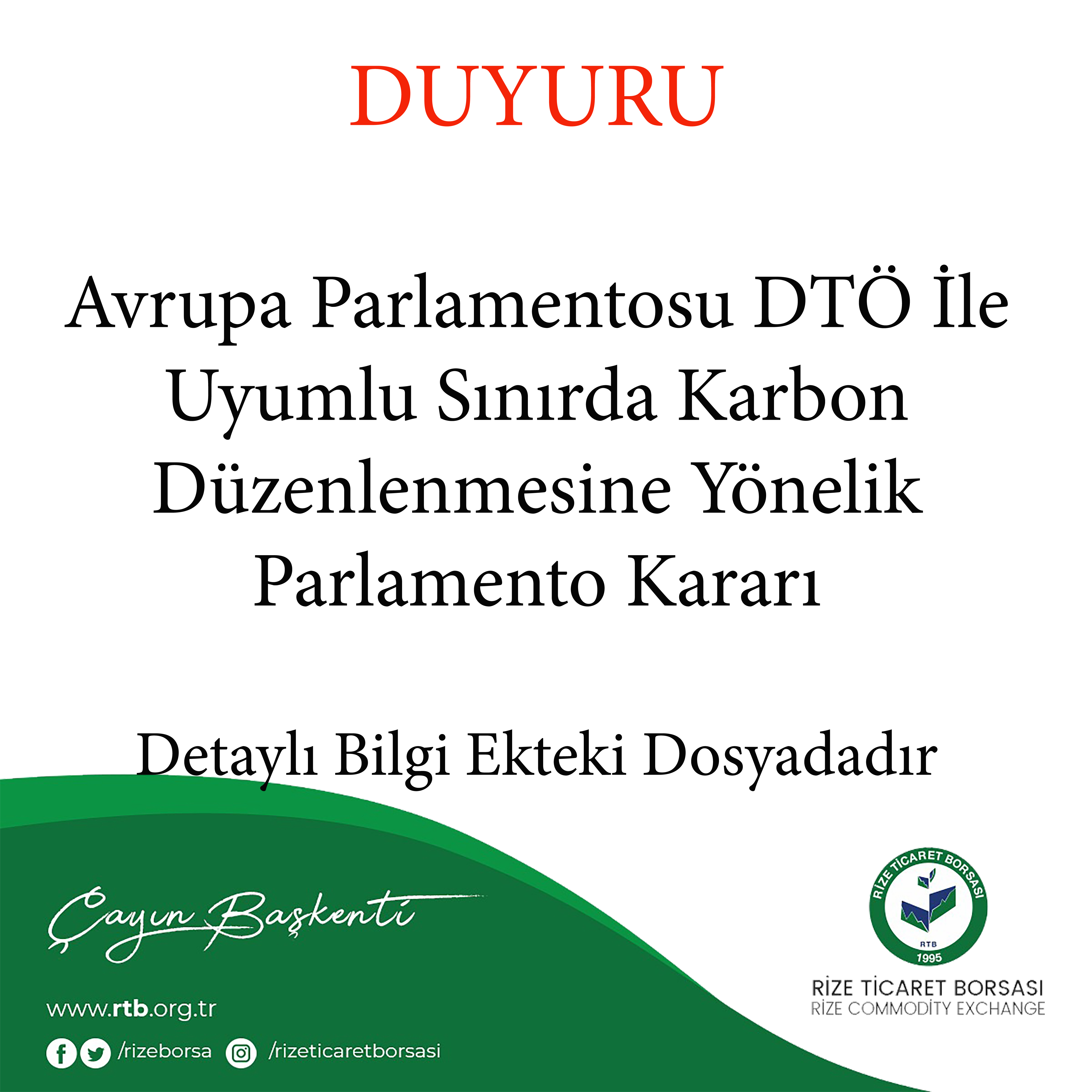 Avrupa Parlamentosu DTÖ İle Uyumlu Sınırda Karbon Düzenlenmesine Yönelik Parlamento Kararı