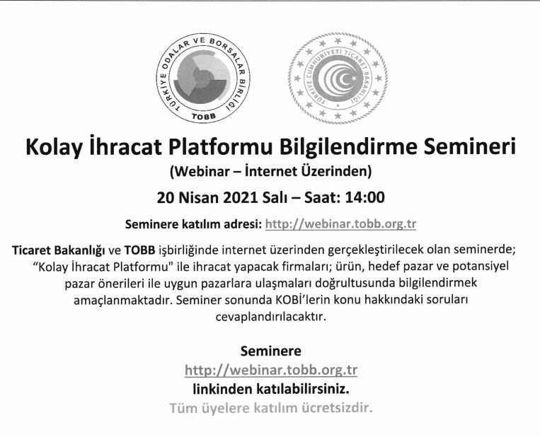 Kolay İhracat Plartforumu Bilgilendirme Semineri
