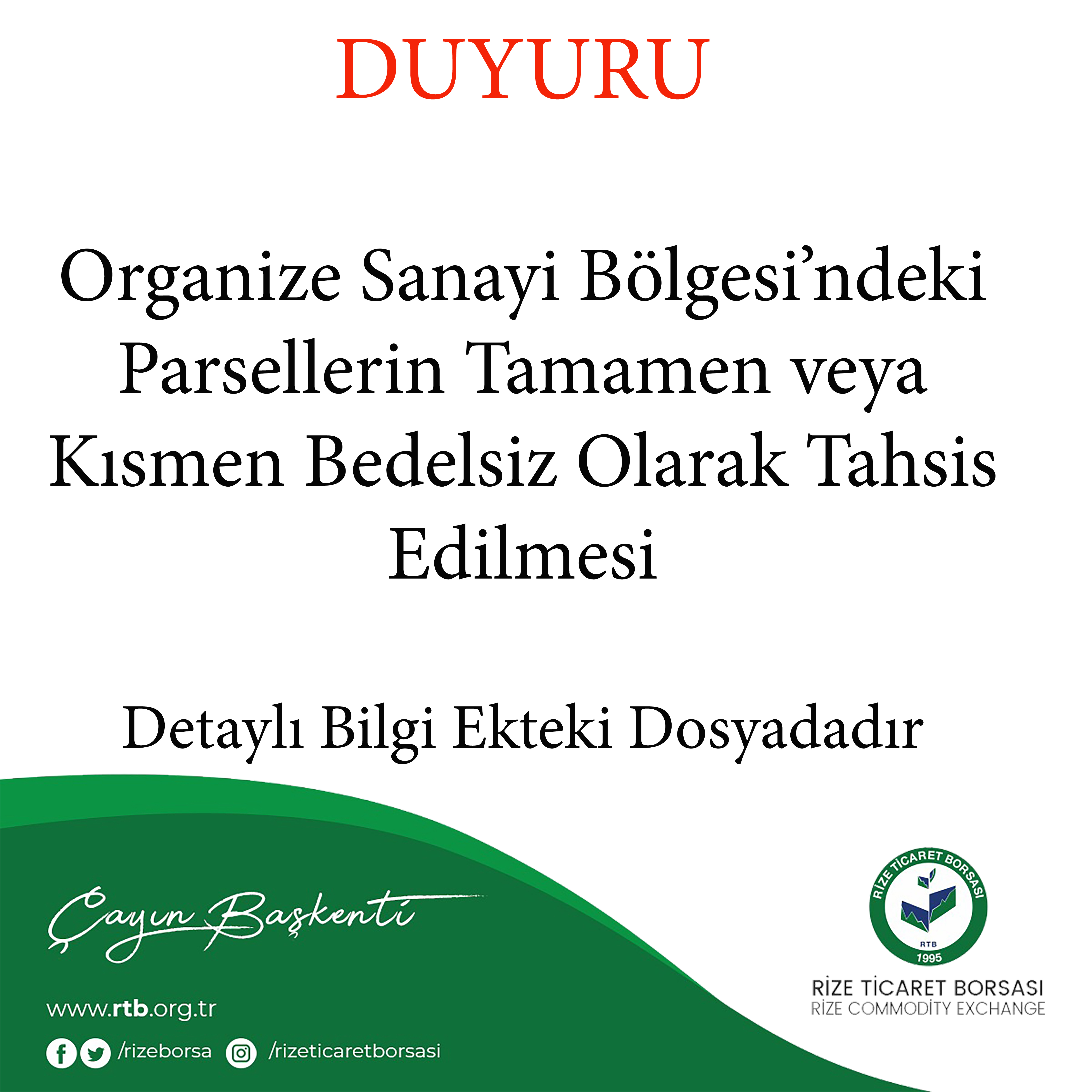 Organize Sanayi Bölgesi'ndeki Parsellerin Tamamen veya Kısmen Bedelsiz Olarak Tahsis Edilmesi