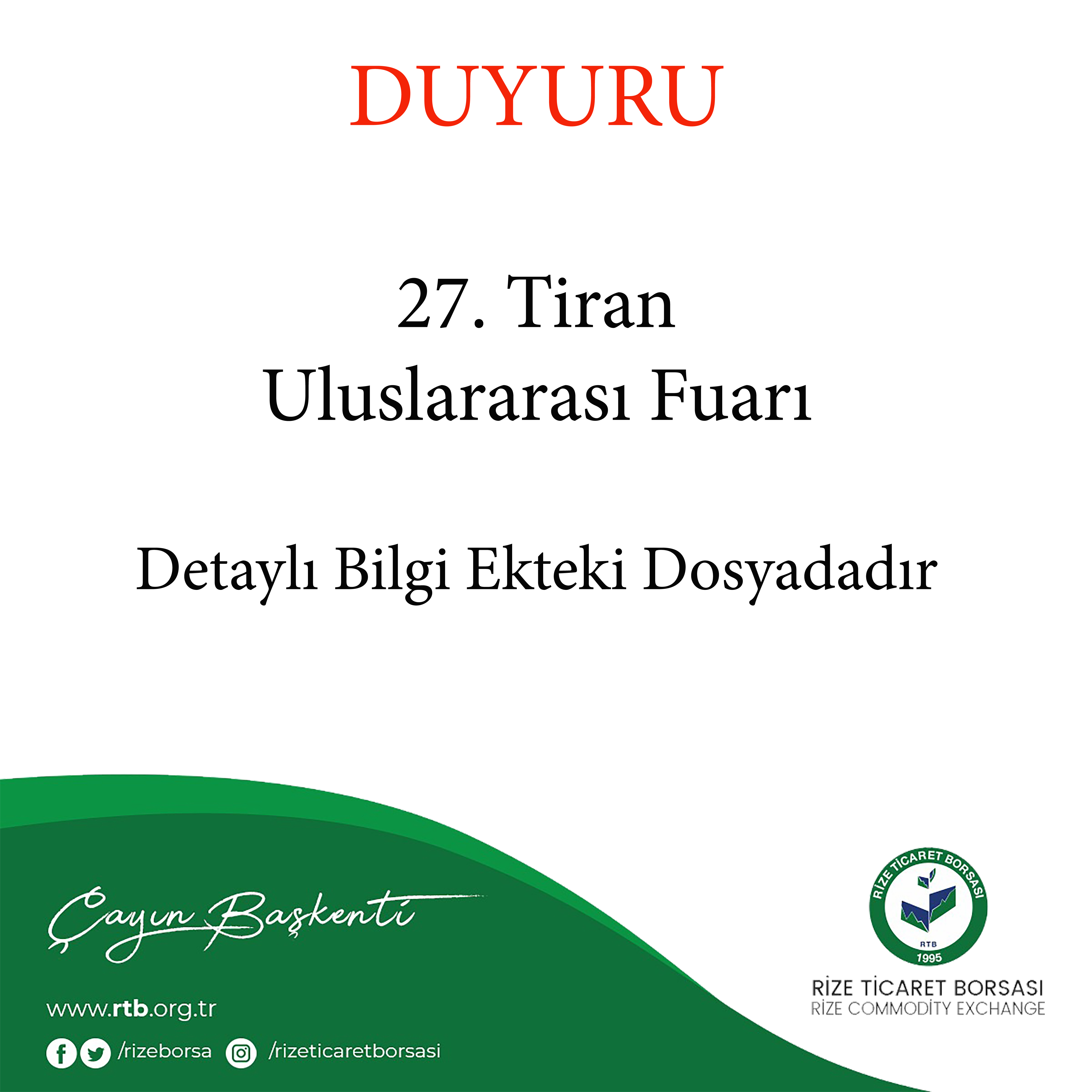 27. Tiran Uluslararası Fuarı Hk.