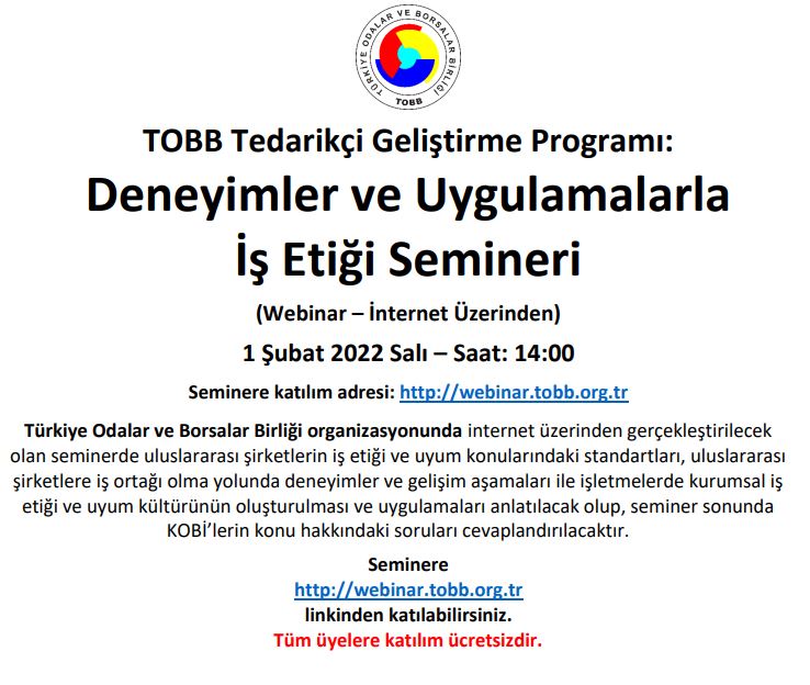 Deneyimler ve Uygulamalarla İş Etiği Semineri