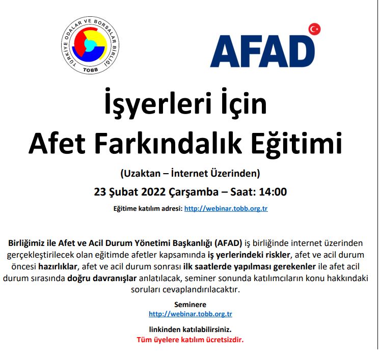  Iş Yerleri için Afet Farkındalık Eğitimi
